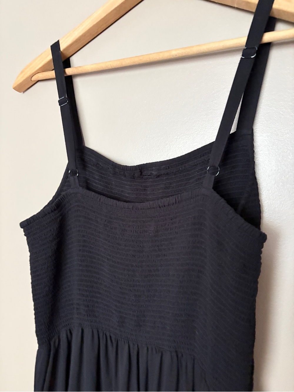 Old Navy fit & flare smocked midi sundress black summer dress viscose L tall EUC - Picture 8 of 15